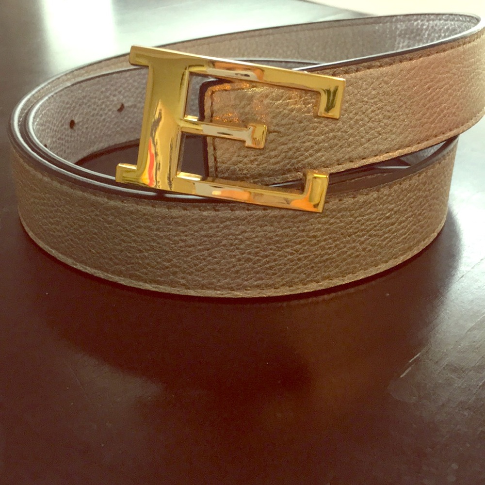 C Wonder Silver Belt with Gold “E” Monogram